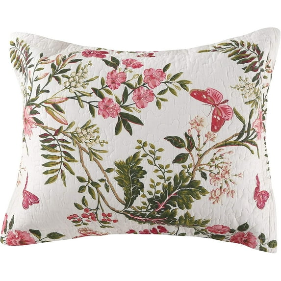 Global Trends Botanical Garden Butterflies 100% Cotton Quilted Pillow Sham, Standard