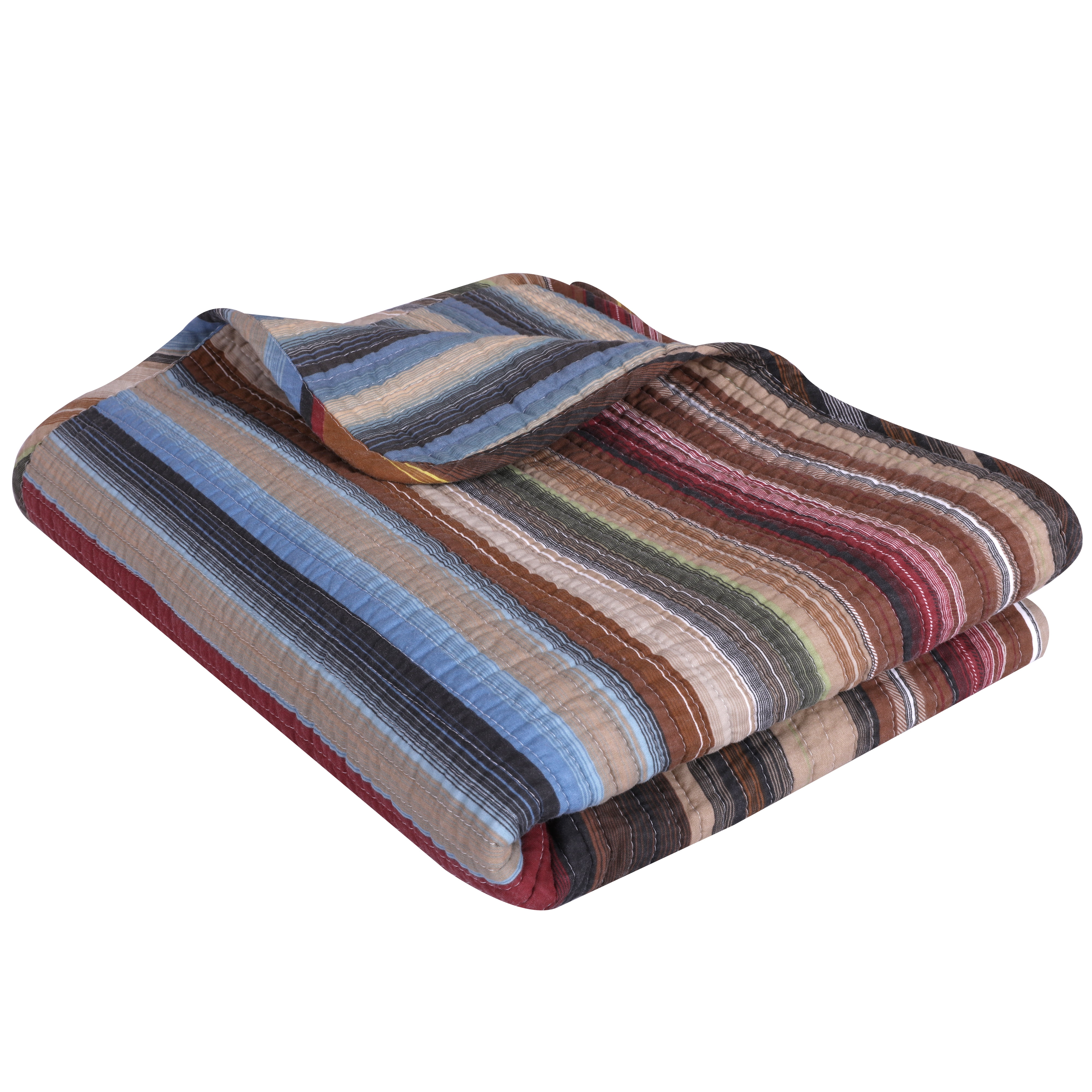 Global Trends Dylan 100% Cotton Reversible Quilted Throw Blanket, Earth, 50 x 60 inches