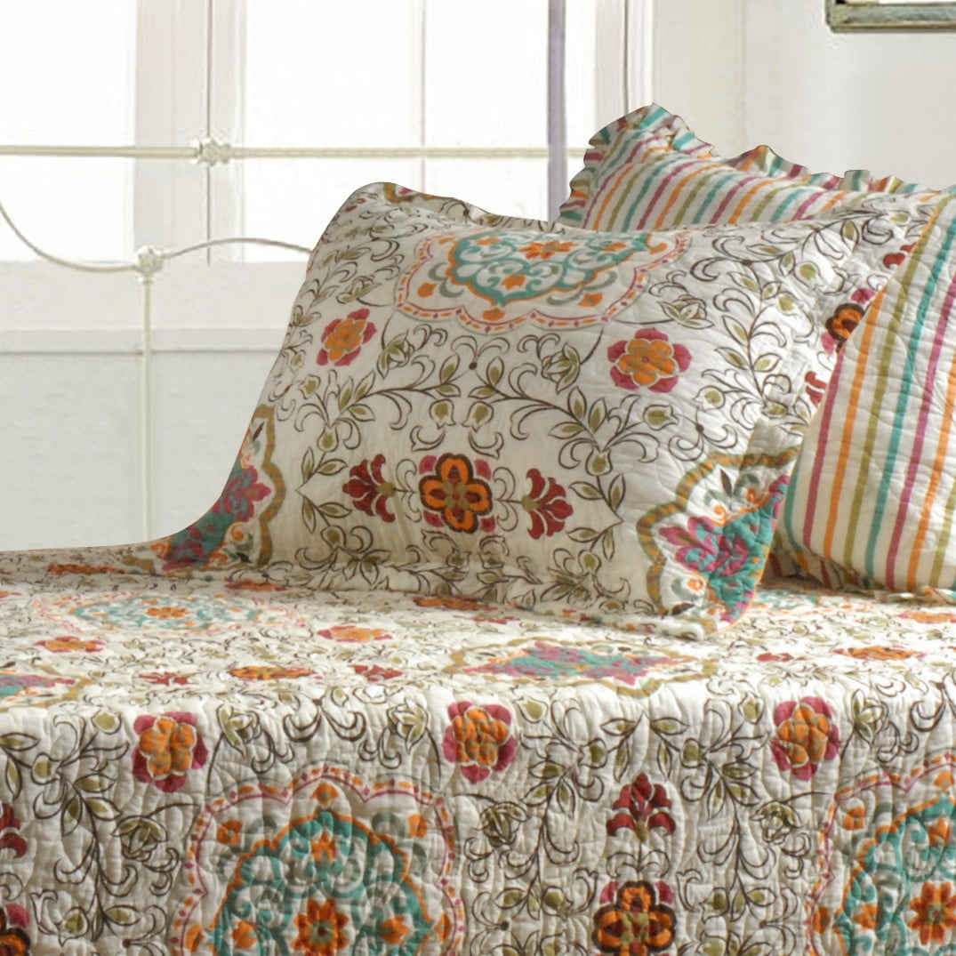 Esprit Floral Multicolor Cotton King Pillow Sham