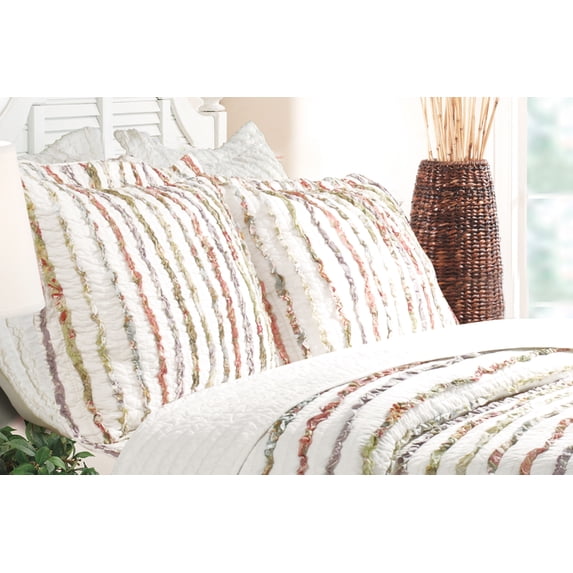 Global Trends Georgina Floral Quilted 100% Cotton Pillow Sham, King 20" x 36"