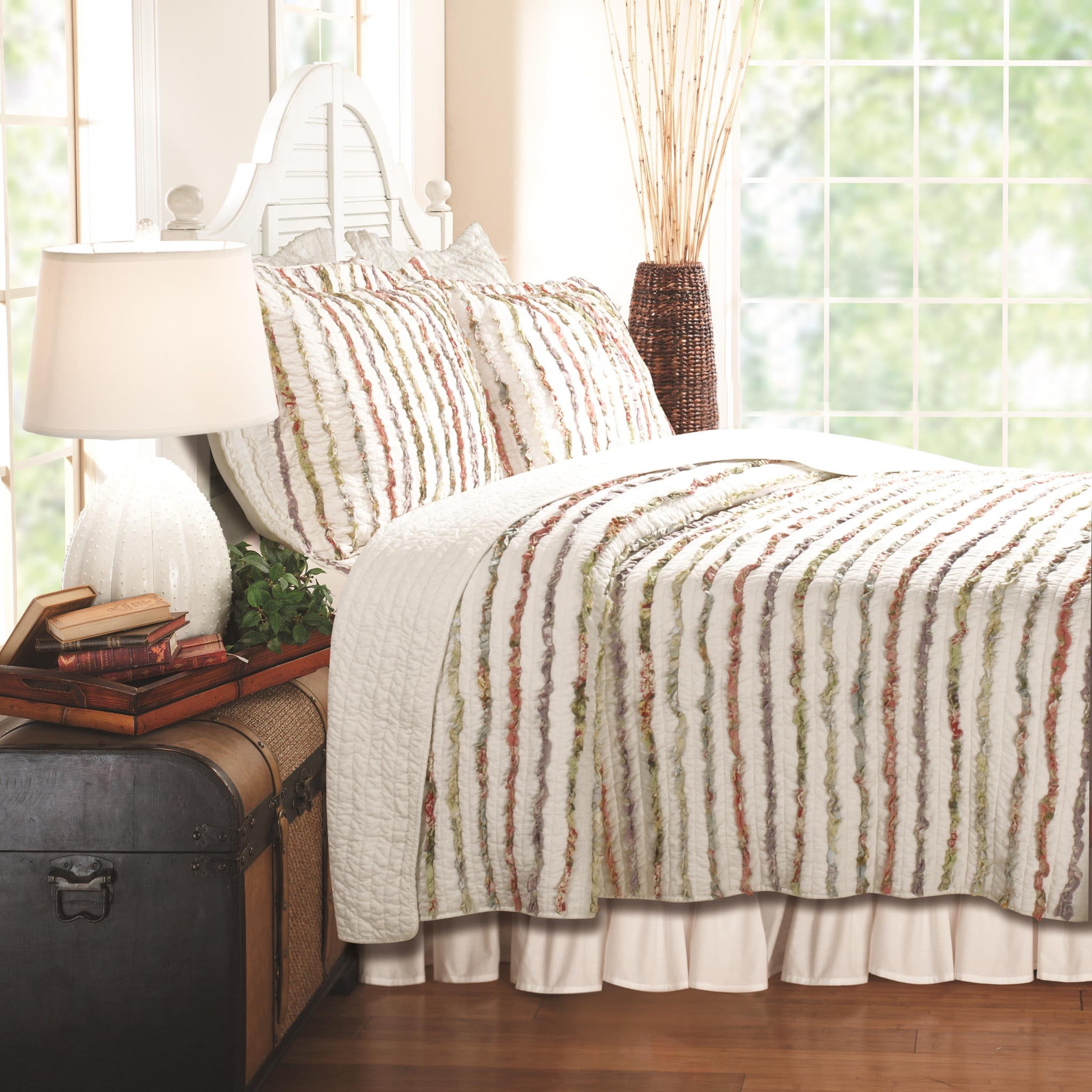 Global Trends Georgina Floral Quilted 100% Cotton Pillow Sham, Standard ...