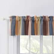 Greenland Home Fashions Katy Reversible Window Valance, Multi-color Stripe, Rod Pocket Style, 100% Cotton, 84"W x 16"L, Plus a 2" header