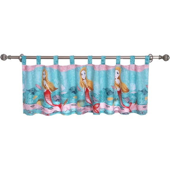 Global Trends Marina Mermaid Tab Top Window Valance, 84" Wide x 21" Long