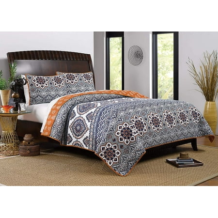 Global Trends Maya 3-Piece Saffron Floral Quilt Bedding Sets, Full Queen