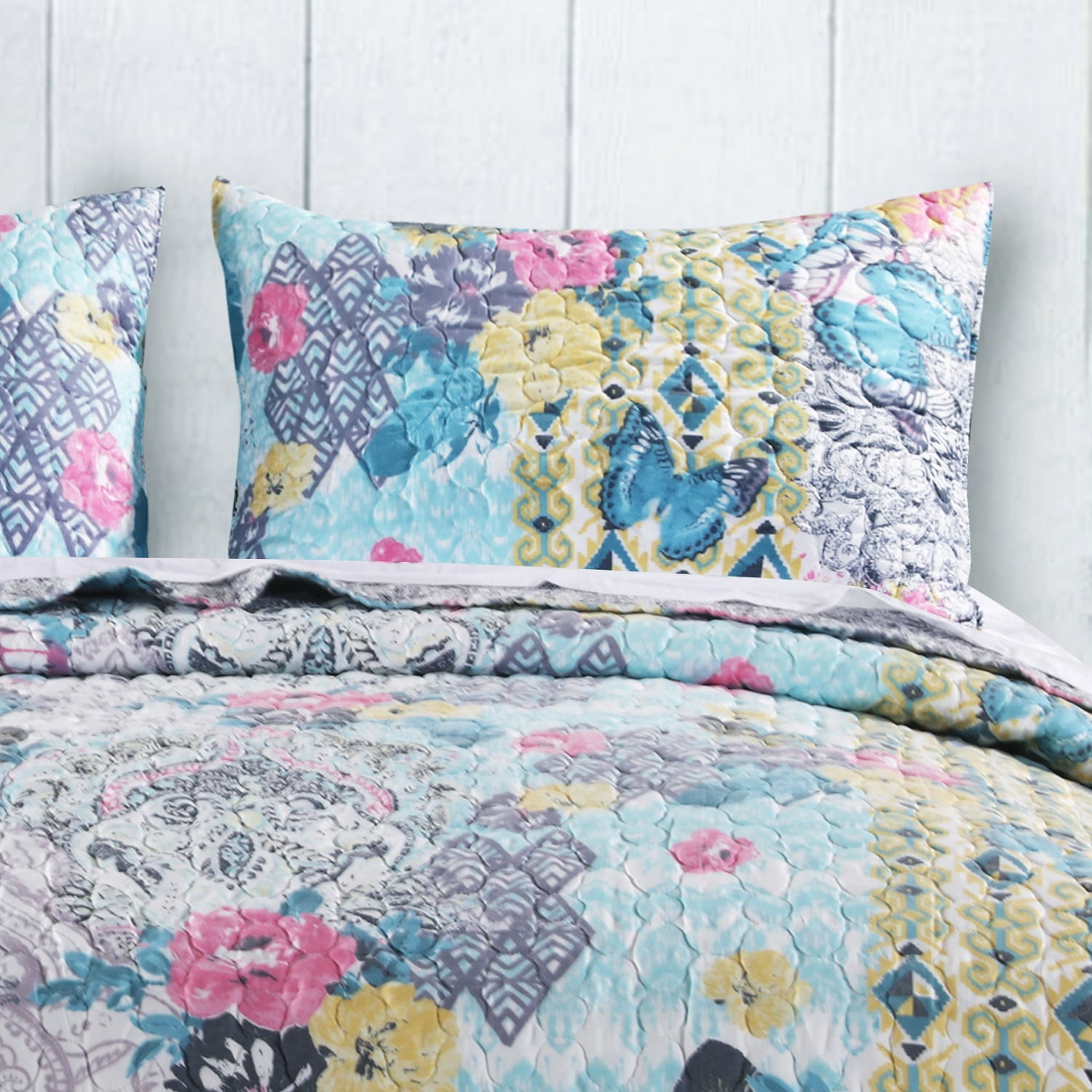 Standard Multicolor Cotton Polyester Quilted Pillow Sham