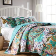 Global Trends Nova Bohemian Paisley Oversized 100% Cotton Reversible Quilt Set, 2-Piece Twin/Twin XL