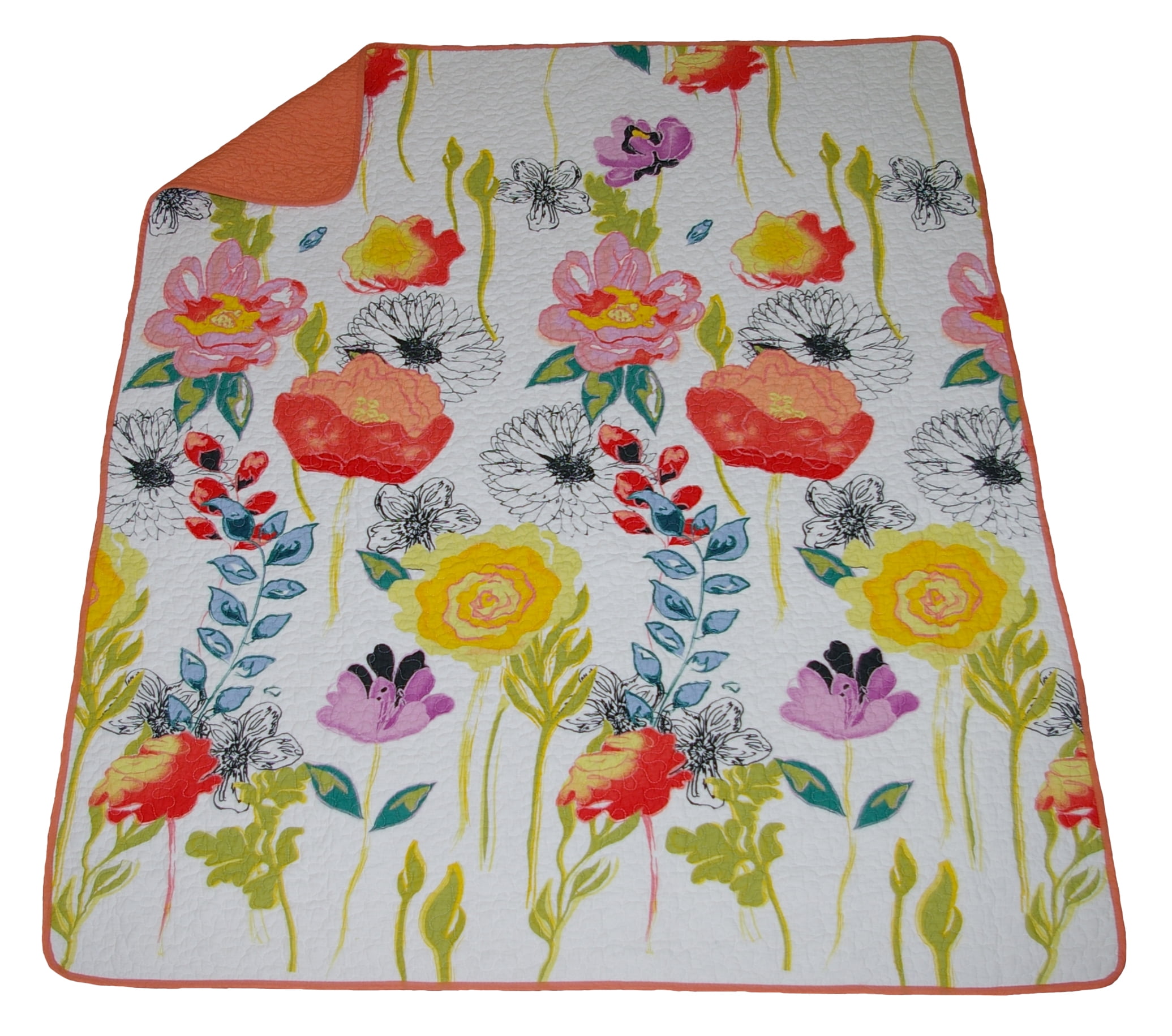 Global Trends Wildflower Delight Throw Blanket, White