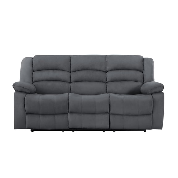 Global United Transitional Gray Microfiber Upholstered Sofa | Kiln-Dried Hardwood Frame, Sinuous Springs, Stainless Steel Base, Lumbar Support | 80" W x 30" D x 26" H
