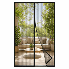 Global Versa Magnetic Screen Door, Hands-Free Self-Closing Polyester Mesh Curtain, Easy Install, Mosquito and Fly Barrier, 39 x 83 in, Black