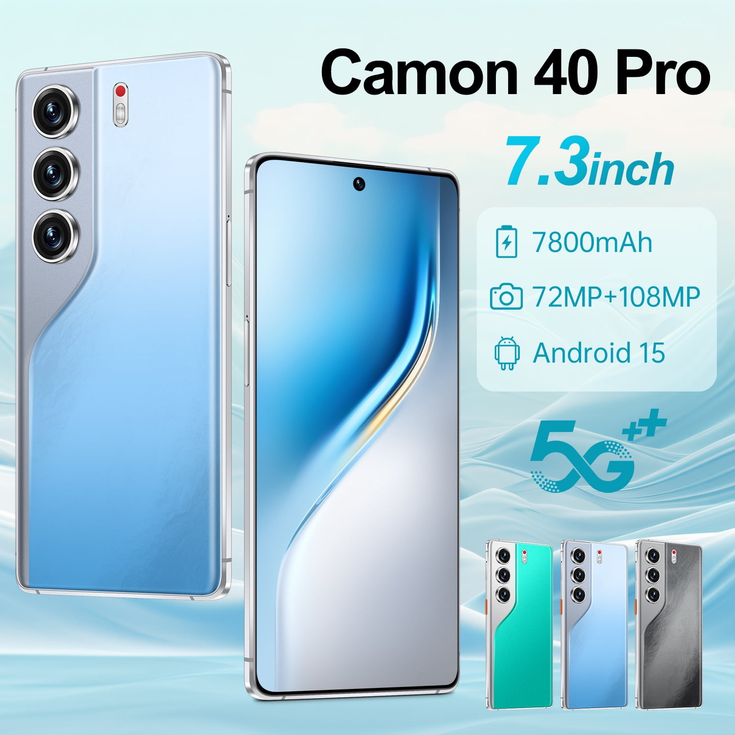 CAMON 40 Pro 5G Dual SIM Free Global 版 TECNO Camon 40 Pro 5G Android Cell Phone (12GB+256GB/GREEN