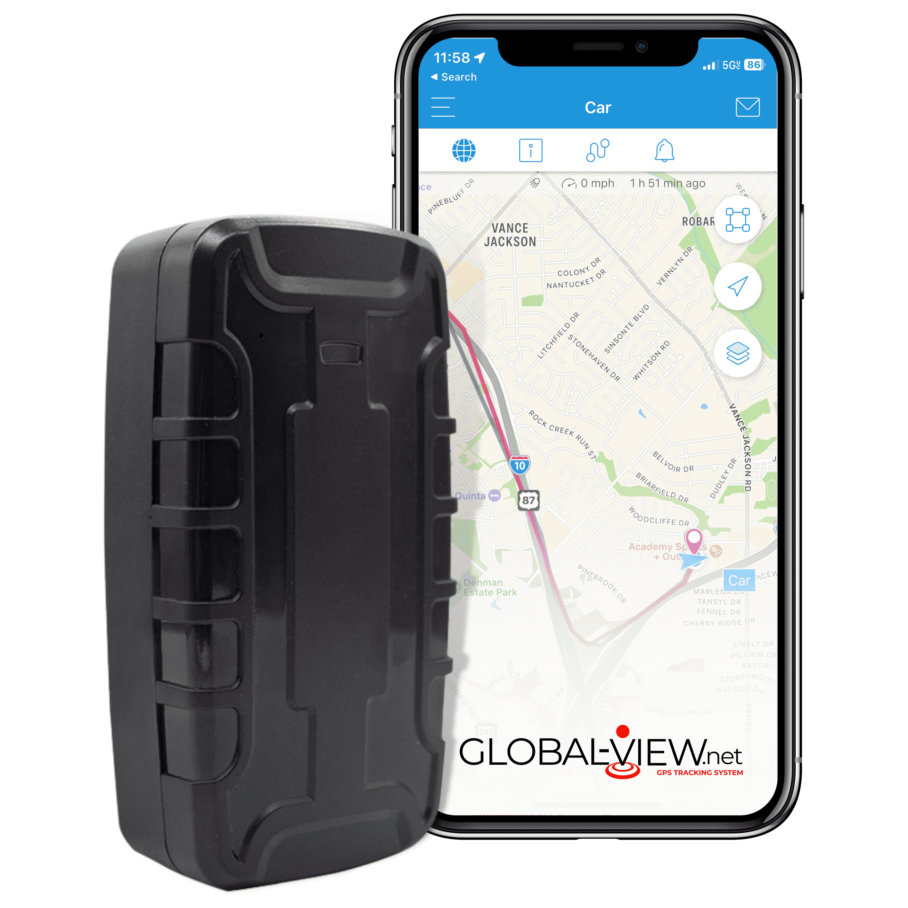 GLOBAL VIEWS Global-View Hidden Magnetic GPS Tracker for Car/Truck/Trailer