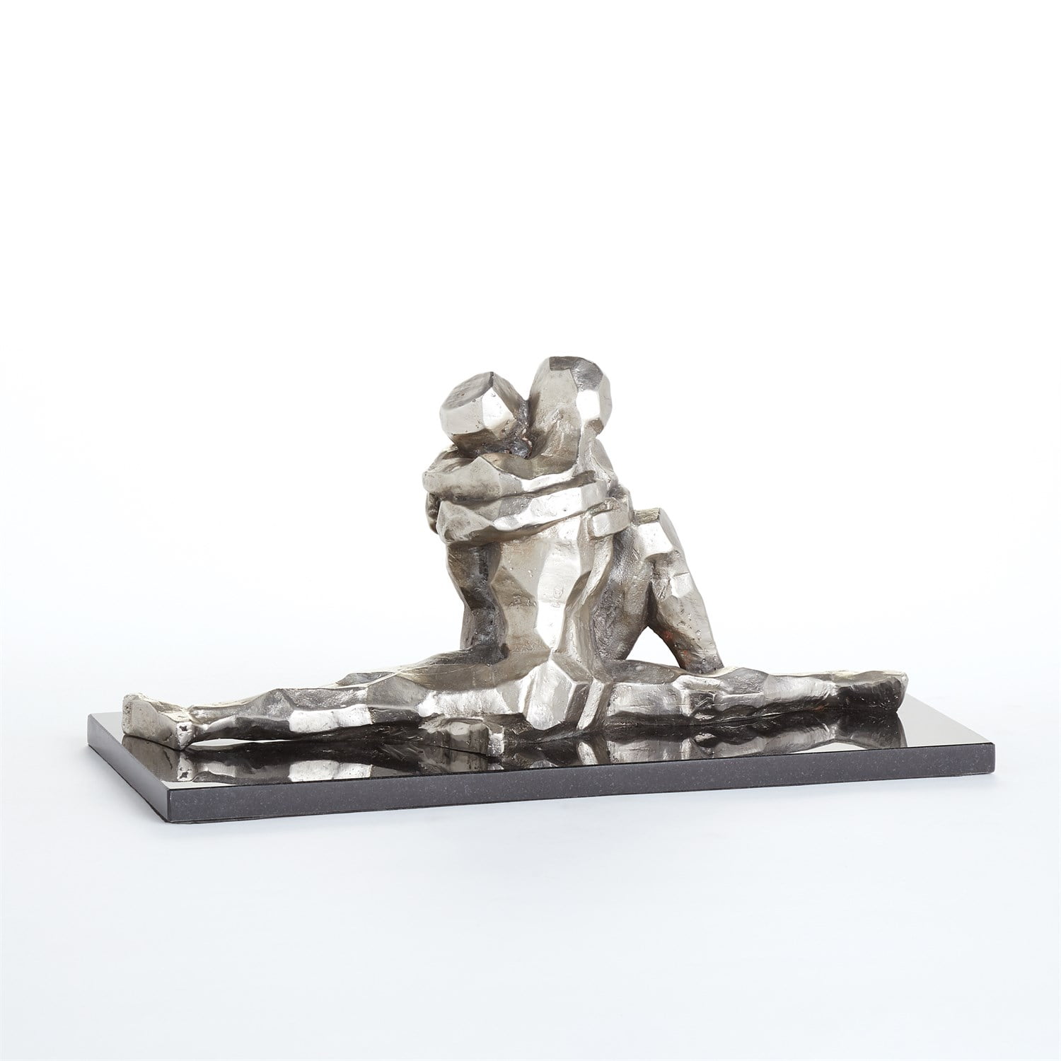 Captivating Nickel Finish Human Condition Sculpture, 18"L x 8.25"W x 9.5"H