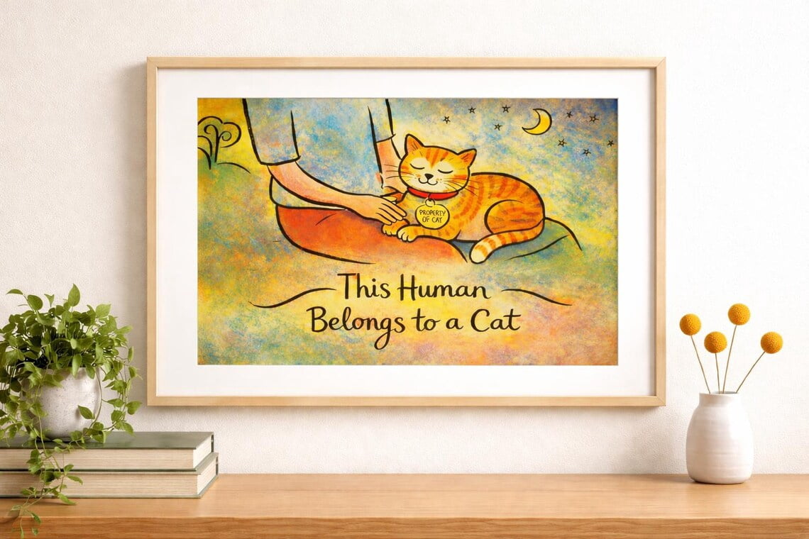 Global Village Coffeehouse Cat Poster, Retro Vintage Wall Art