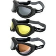 thumbnail image 1 of Global Vision Big Ben Anti Fog Motorcycle Safety Goggles Fitover Padded Black Frame w/ Smoke Yellow & Driving Mirror Lenses, 1 of 7