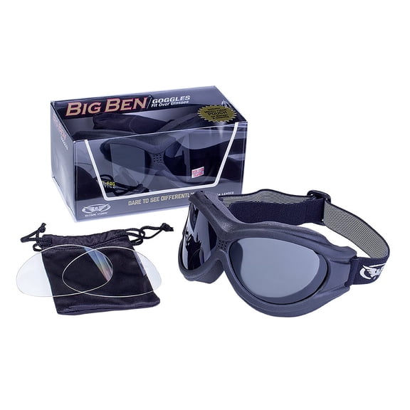 Global Vision Big Ben Interchangeable Goggles and Lens Kit (Matte Black Frame/Clear, Smoke Lens)