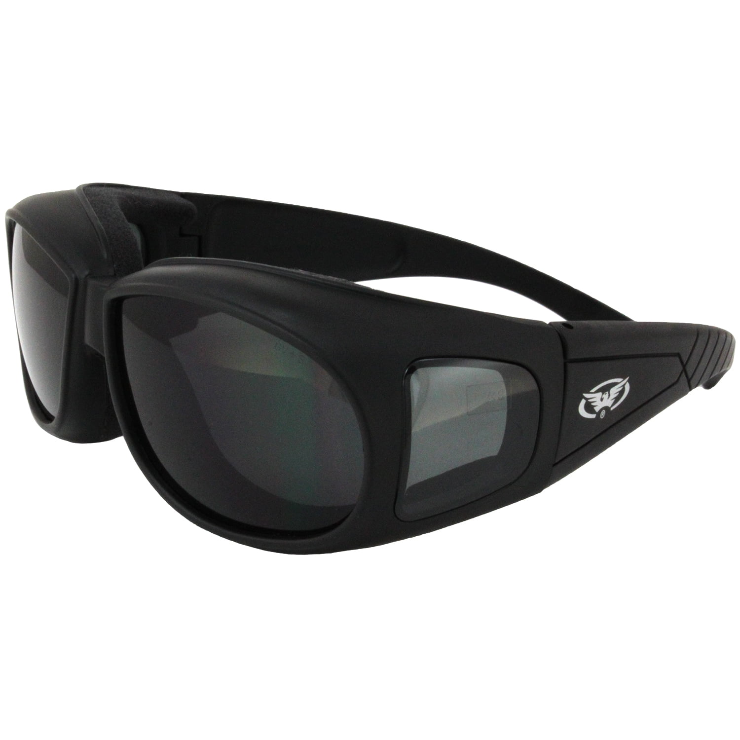Global Vision Black Outfitter Super Dark Lens Padded Fit Over Safety Glasses