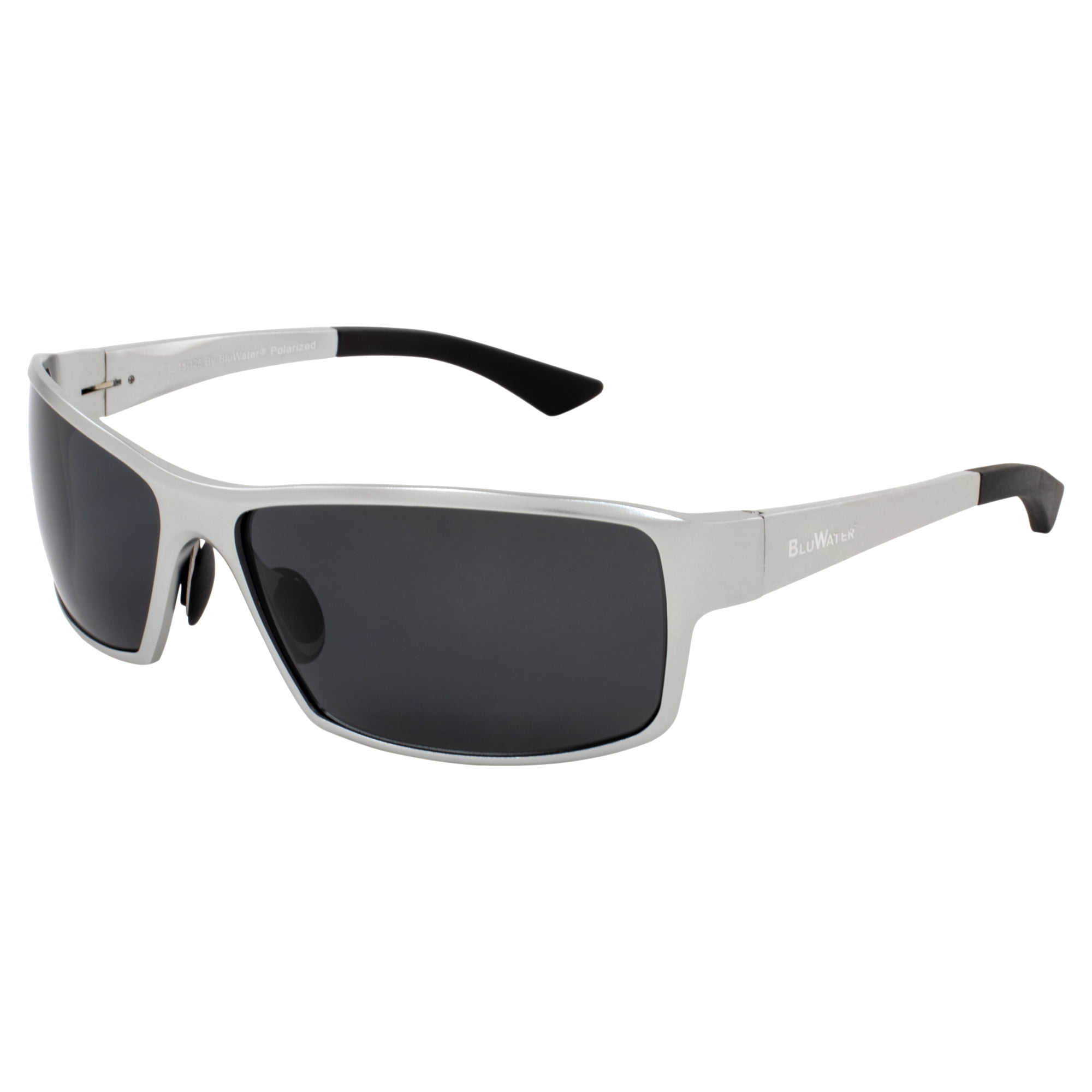 Global Vision BluWater Alumination 1 Polarized Boating & Fishing Sunglasses  for Men or Women Aluminum Frame w/ Smoke Lens (Metallic Silver)