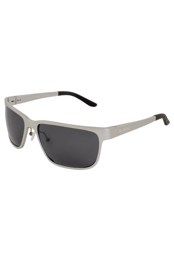 BluWater Alumination 2 Polarized Sunglasses for Men or Women Boating & Fishing Silver Aluminum Frame w/ Smoke Lens