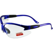 Global Vision Contender Bifocal Safety Glasses, Blue Frame with Clear Lens ANSI Z87+ 1.0 to 2.5