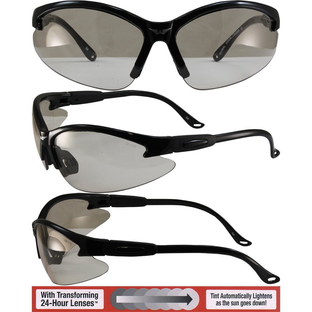 Global Vision Cougar 24 Motorcycle Safety Sunglasses Black Frames