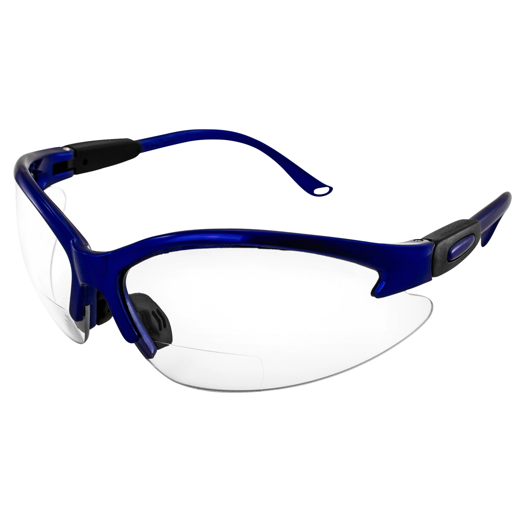 Global Vision Cougar Bifocal Safety Glasses Blue Frame Clear 1.5x  Magnification Lens ANSI Z87.1 