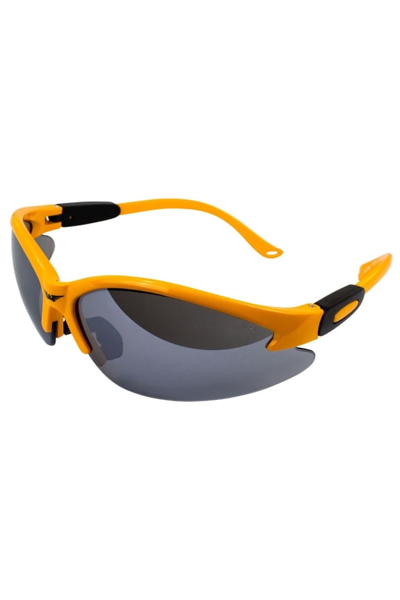Cougar Safety Sunglasses Orange Frame Flash Mirror Lens ANSI Z87.1