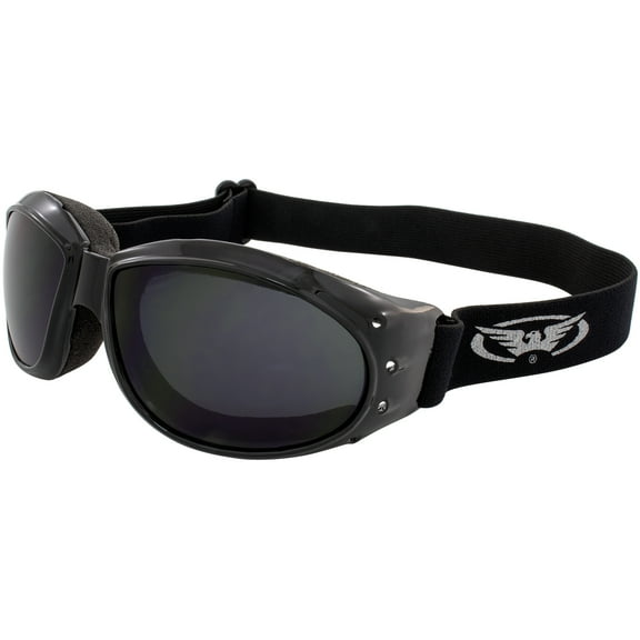 Global Vision Eliminator Dirt Bike Padded Motorcycle Riding Goggles for Men and Women (Black Frame/Smoke Lens)
