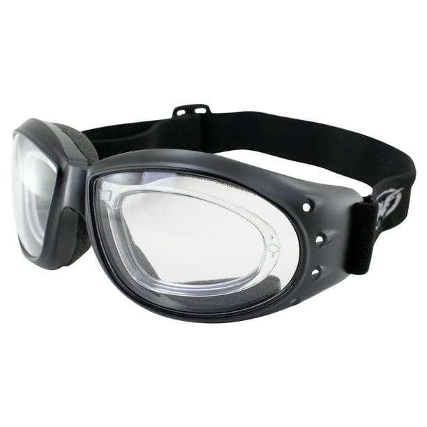 Global Vision Eliminator RX Padded Motorcycle Riding Goggles ANSI Black Frame w Antifog Clear Lens Walmart Business Supplies