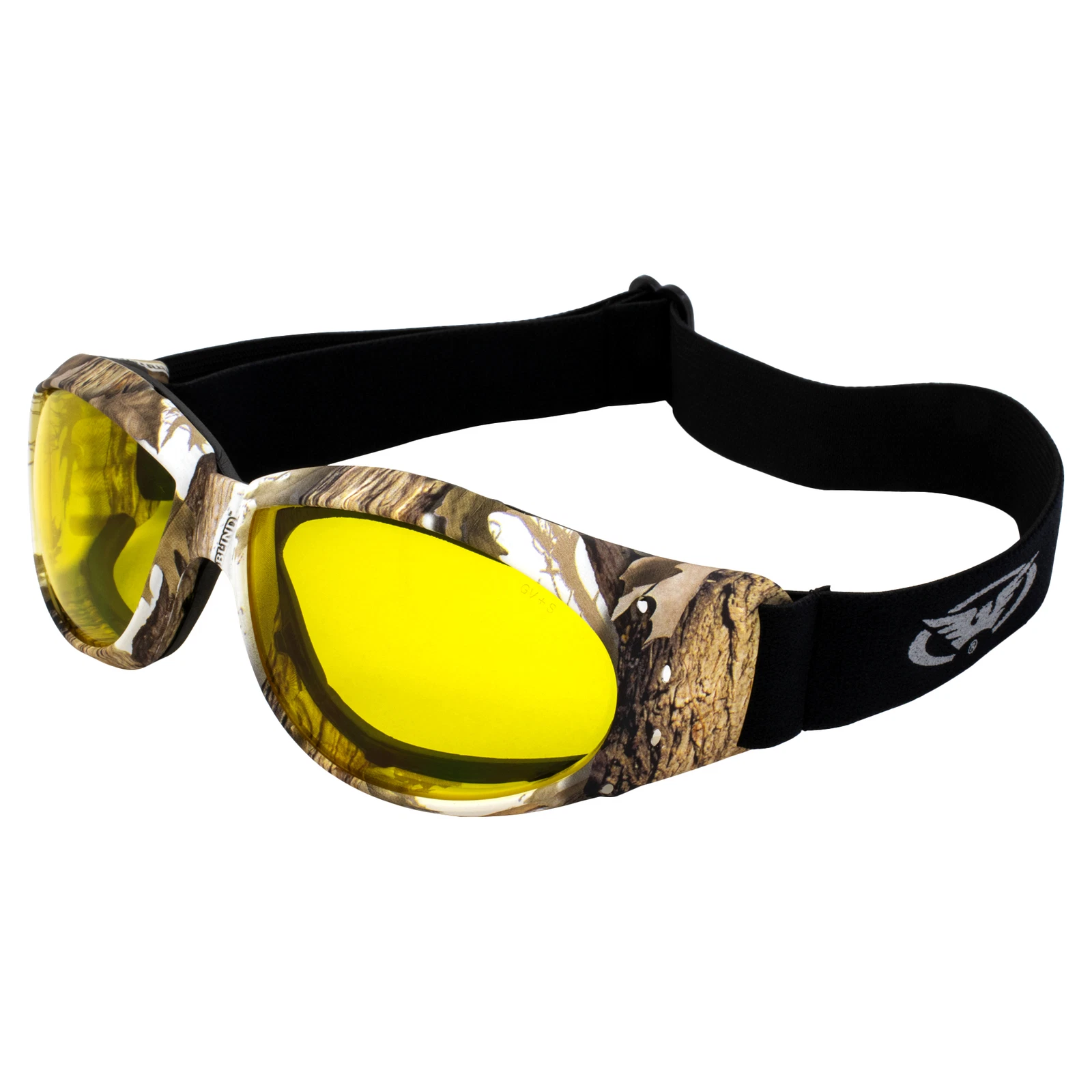 Global Vision Eliminator Z 55 Padded Riding Goggles White Camo With Yellow Lens