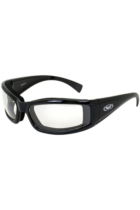 Global Vision Stray Cat 24 Auto-Darkening Photochromic Motorcycle Sunglasses with Gloss Black Frames and Clear-to-Smoke Color Changing Lenses UV400