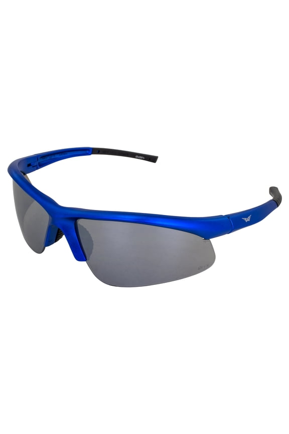 Eyewear Ambassador Safety Sunglasses Blue Frame w/ Blue Flash Mirror Lens