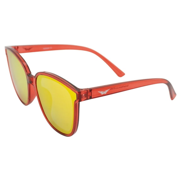 Global Vision Eyewear Athena Fashion Sunglasses for Women Crystal Red Frame w/Red Mirror Lens