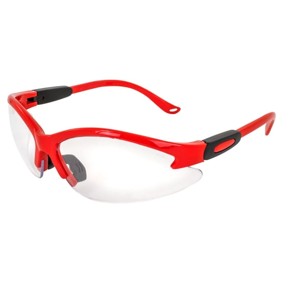 Global Vision Eyewear Cougar Women's Lab Safety Glasses Neon Red Frames & Clear Lenses