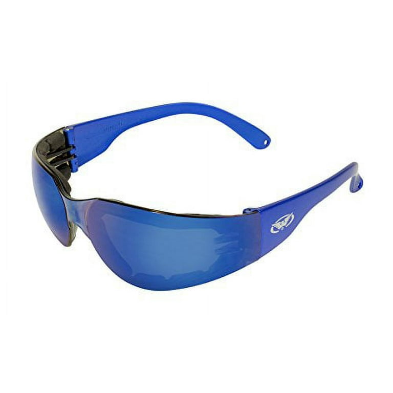 Global Vision Kickback 24-Hr Photochromatic Blue Mirror Lens Black Padded  Frame Safety Sunglasses