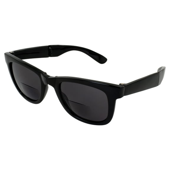 Global Vision Foldable Bifocal Reading Sunglasses for Men or Women Black Frame w/ Smoke Lens +3.0 Magnification