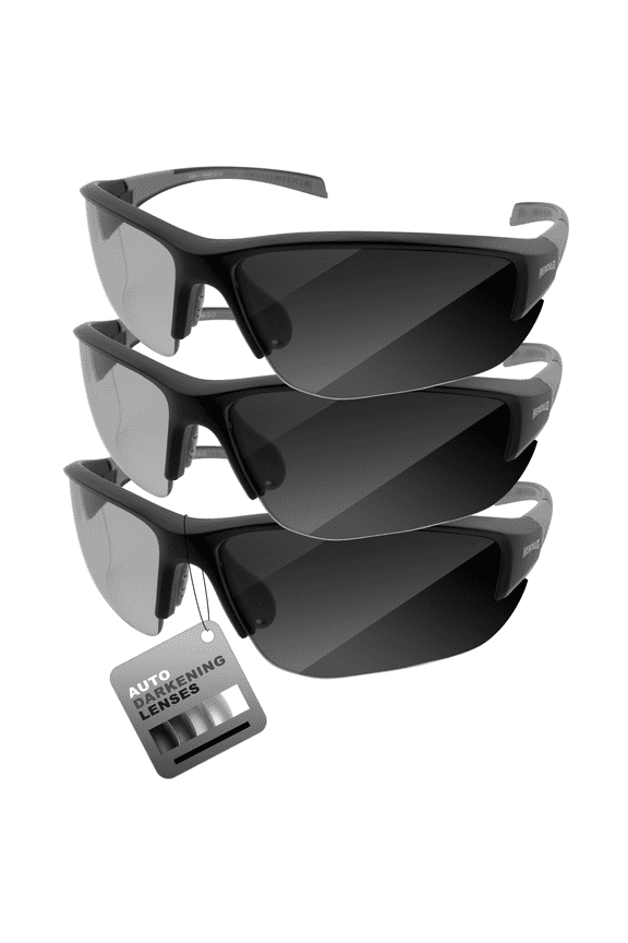 Hercules-7 24-Hour Auto-Darkening Transitional Safety Glasses Sunglasses Clear to Smoke Photochromic Lens