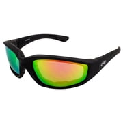 Global Vision Kickback Sports Padded Motorcycle Riding Sunglasses Black Frame w/ G-Tech Red Mirror Lenses