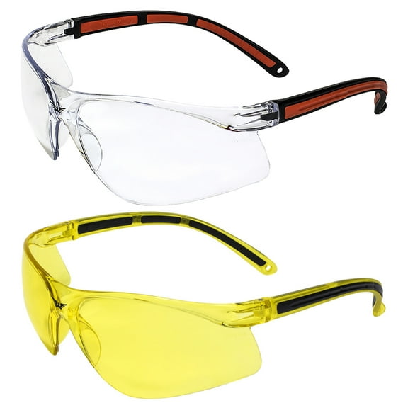 Global Vision Matrix Motorcycle Riding Safety Glasses 2 Pair Black & Yellow Frames w/ Clear & Yellow Lenses