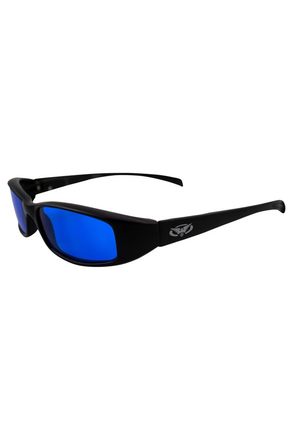 NEW ATTITUDES Motorcycle Sunglasses, Shatterproof Polycarbonate Lenses UV400 Protection Scratch-Resistant Black Frame w/ Blue Lenses Stylish Sunglasses For Men & Women
