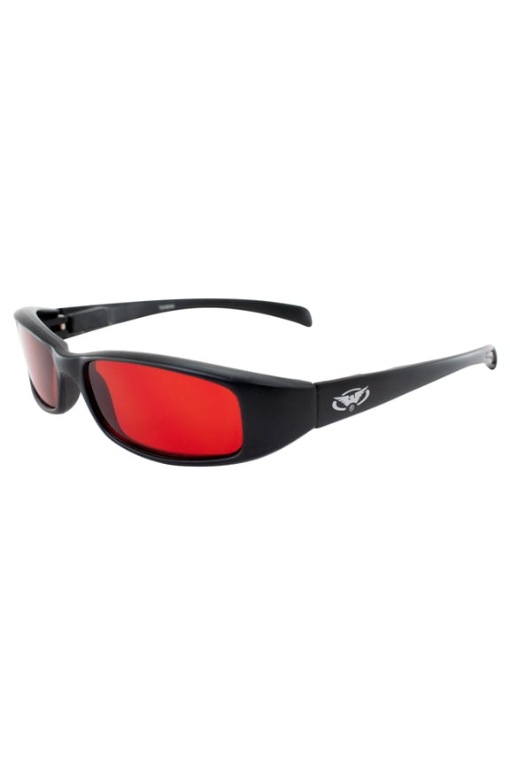 New Attitude Motorcycle Glasses with Flames (Black Frame/Red Lens)