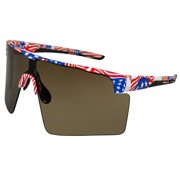 Global Vision Onyx Flag Sports Motorcycle Sunglasses ANSI Z87.1 American Flag Pattern Frame w/Smoke One-Piece Lens & Large Zipper Case