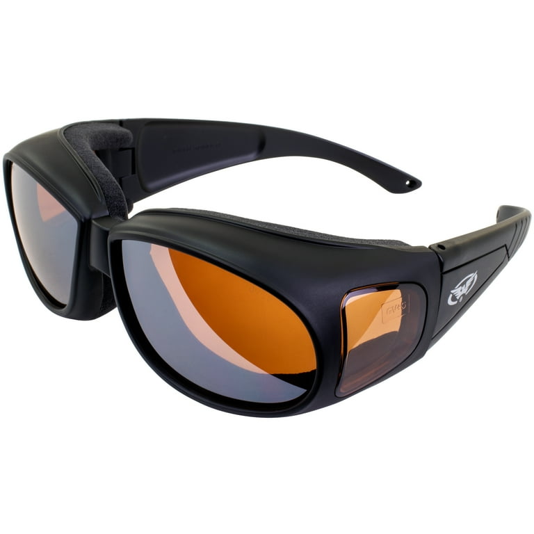 Global Vision Outfitter Motorcycle Riding Safety Sunglasses Matte Black  Frames Driving Mirror Lenses ANSI Z87.1+