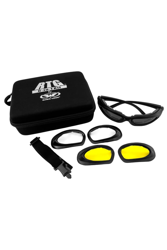 RTG 6-in-1 Touring Kit Interchangeable Lenses Zipper Case Goggles Sunglasses