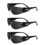 Global Vision Rider Safety Glasses Super Dark Lens ANSI Z87.1 Certified 3 Pack