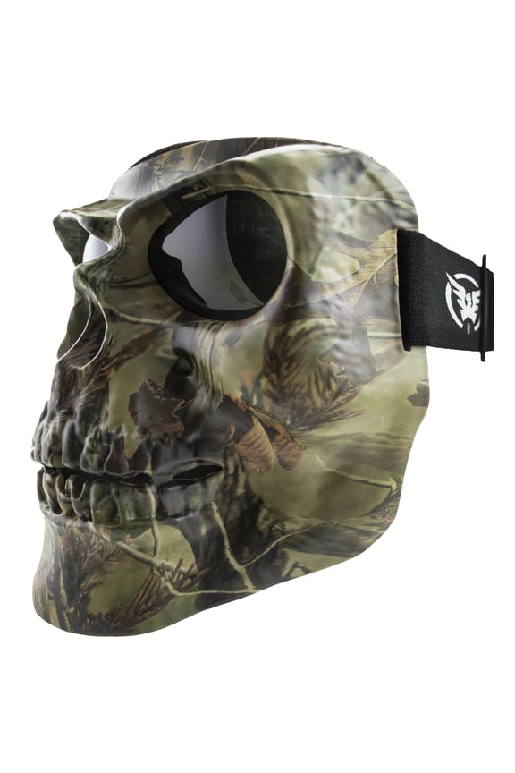 Skull Mask Motorcycle Full Face Coverage Riding Goggles Matte Camo w/ Smoke Lenses