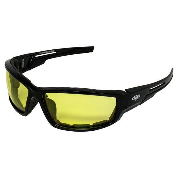 Global Vision Sly 24 Auto-Darkening Padded Motorcycle Sunglasses Black Frames with 24-Hour Transforming Photochromic Yellow to Smoke Lenses
