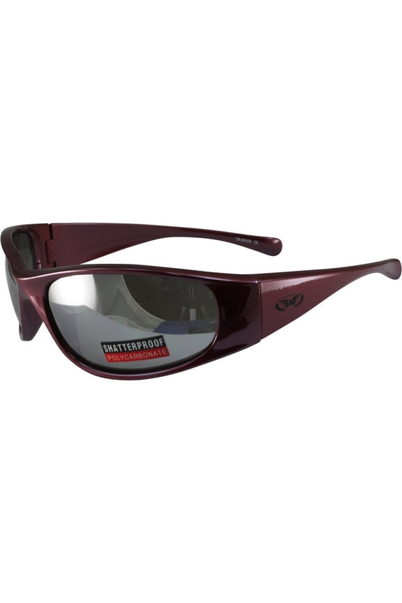 SuperStar Motorcycle Sunglasses Metallic Red Frame Flash Mirror Lens