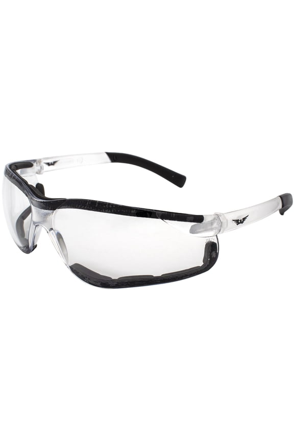 Turbo Jet Padded Motorcycle Riding Z87.1 Safety Sunglasses For Men & Women Shatterproof Polycarbonate Clear Lens