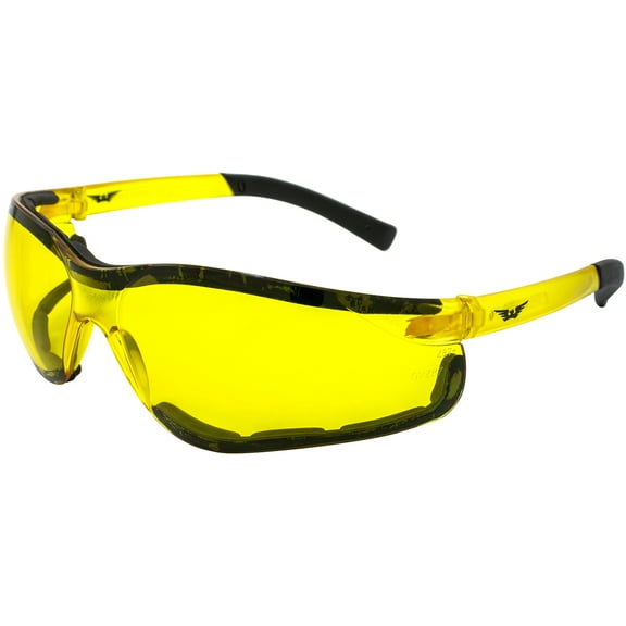 Global Vision Turbo Jet Padded Motorcycle Riding Z87.1 Safety Sunglasses For Men & Women Shatterproof Polycarbonate Yellow Lens