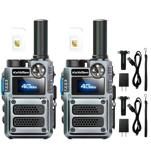 Global Walkie Talkie for Adults Long Range Two Way Radio with SOS Rescue Light,Laser Pointer,LED Flashlight UV,For Hiking Outdoor Camping,2Pcs